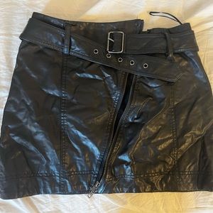 Free People black leather mini skirt